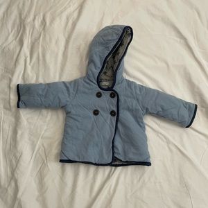 Baby Boden boys coat, 6-12, blue with stars, buttons, winter, baby clothes